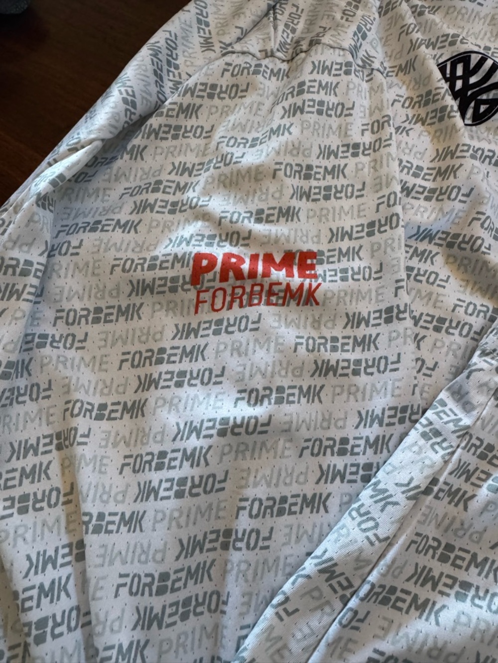PRIME FORBEMK Branded White Graphic Athletic Top
